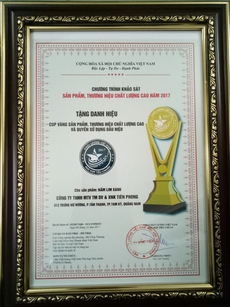 Chứng nhận thương hiệu chất lượng cao Tiên Phong